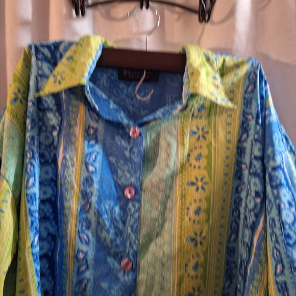 Blue and Green Button Down Shirt - Picture 2 of 6